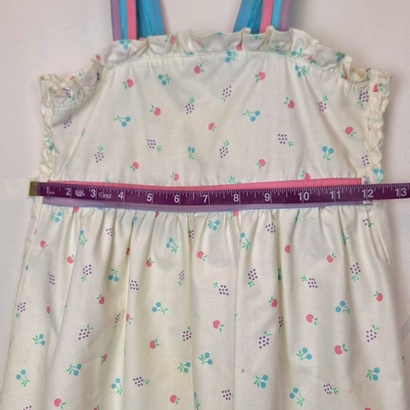 vtg Izod Little Girls Dress L 6X  White with Pink Purple & Blue Smocked Sundress - Picture 6 of 7